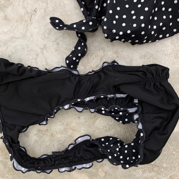 Victoria's Secret Polka Dot Bikini Black & White Top Size 36DDD Bottom Size L - Picture 14 of 14